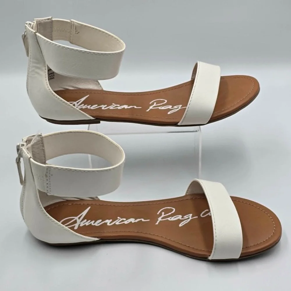 American Rag Akeley Open Toe Casual Ankle Strap White Sandals Womens Size 7.5W